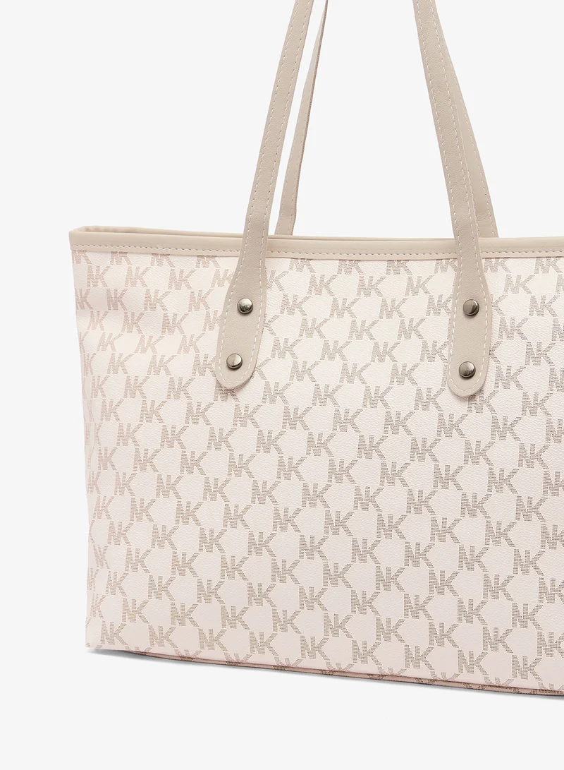 ELLA White Printed Tote Bag for Women | Best Price UAE